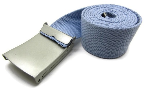 Unisex High Quality Canvas Fabric Webbing Belt Brushed Silver Buckle Army Style - Picture 141 of 275