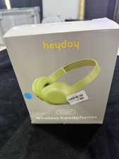 Heyday Wireless Bluetooth Headband Headphones Green Ear-Cup Over the Ear Double