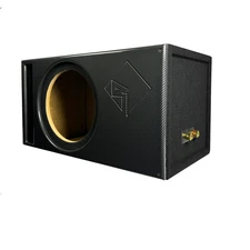 12 in Single Vented Power T1 Enclosure - Premium Black Carbon Fiber Super Weave