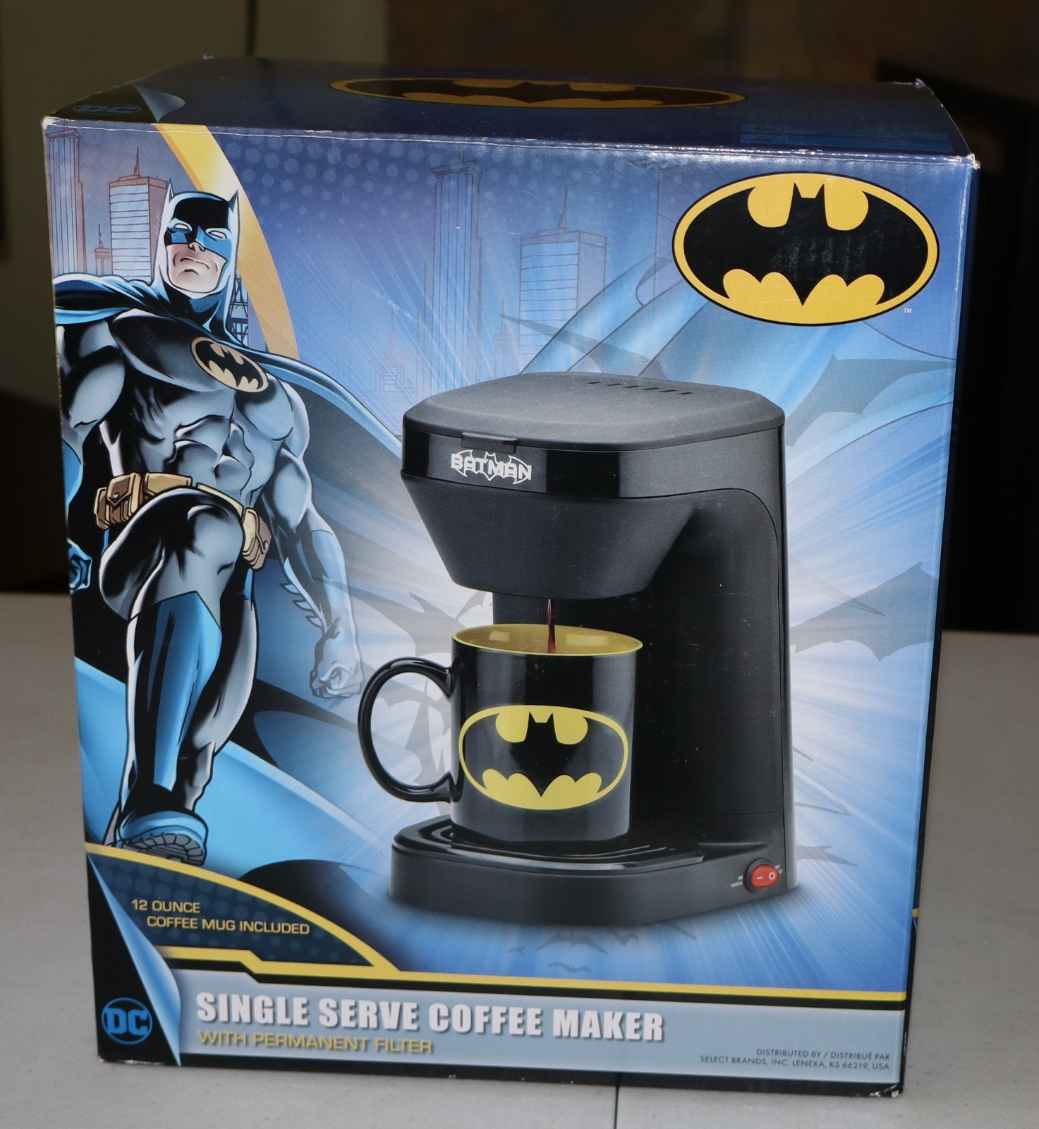 BATMAN Single Serve Coffee Maker w/ 12 Oz Coffee Mug DC Comics NEW