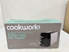 Cookworks Long Slot 4 Slice Toaster 7 Toast Settings 1550Watts- Black and Silver