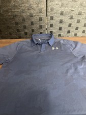 Under Armour Men's Heat Gear Loose Fit Golf Polo Shirt Short Sleeves Blue Sz LG