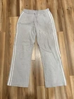 NYL New York Laundry Women’s Cotton Sweatpants Wide Leg Large Gray Stripes