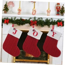 3 Pieces Mini Christmas Stockings Xmas Joy Fireplace Hanging Style 1: 3pcs Joy