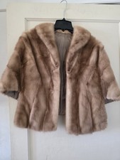 Genuine Mink Stole Fur Shawl Wrap M/L Light Brown EUC