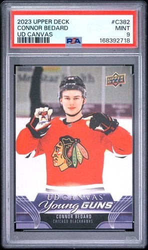 🔥2023-24 Extended Series UD Canvas Young Guns Connor Bedard PSA 9 Rookie 🔥