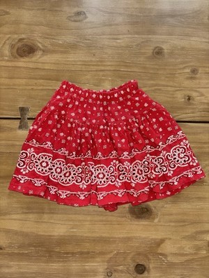 Vintage Spumoni Rose Cage Girls Red Bandana Print Skort USA Youth Small 7-10