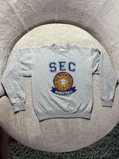 Southeastern Conference Sweatshirt Mens Small Gray NCAA Basketball Crewneck