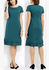 TALBOTS Ruffle Hem Blue Teal Career Office Women's Dress Size 10P