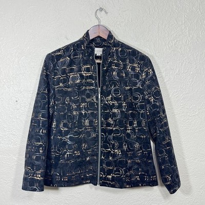 Erin London Jacket M Metallic Gold Artsy Gala Designer Avant Garde Geometric