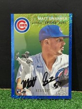 2023 Topps Chrome Platinum #29 Matt Swarmer BLUE SHIMMER /100 Rookie RC CUBS