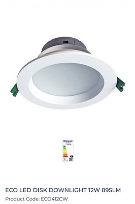 4 x Meridian ECO412CW 12W LED DOWN FEUERZEUG kaltweiß 6000k 896lm - Brandneu