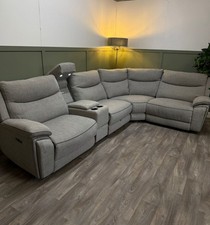 DFS Grey Fabric Corner Sofa with Recliner and Cupholders – DELIVERY AVAILABLE