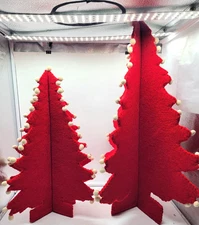 Creative Co-Op 25" & 19"Wool Felt Poms Tree, Red set of 2