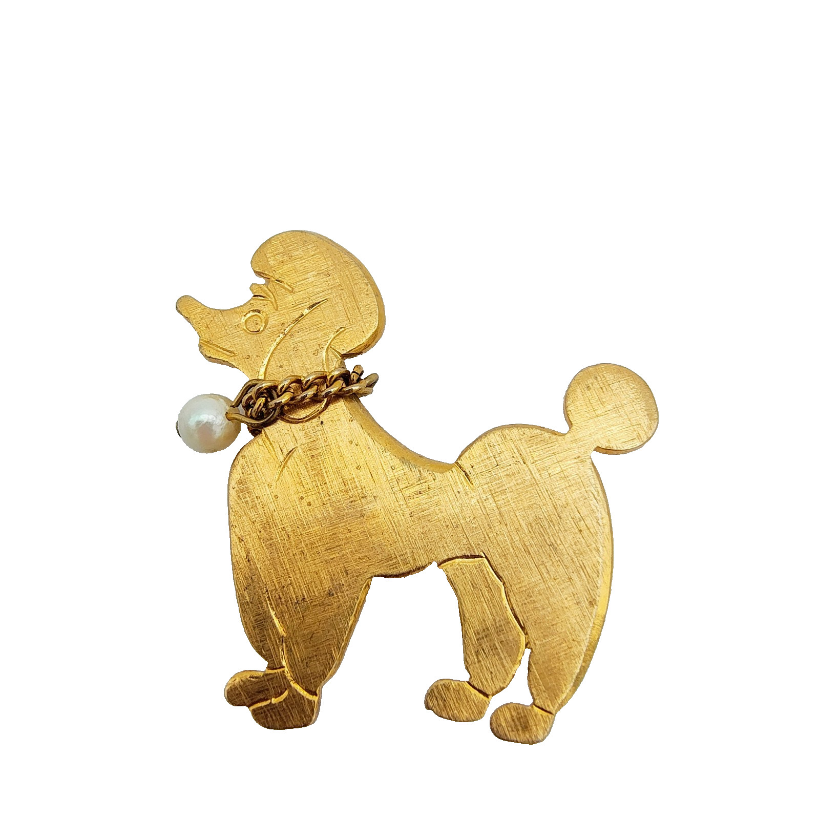 Vintage Poodle Brooch Gold Tone Dog Mid-Century Modern Kitsch Pet Figural