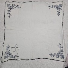 Vintage Hand Rolled Edges Silk  Square 24  Scarf "E" Floral Sheer Art