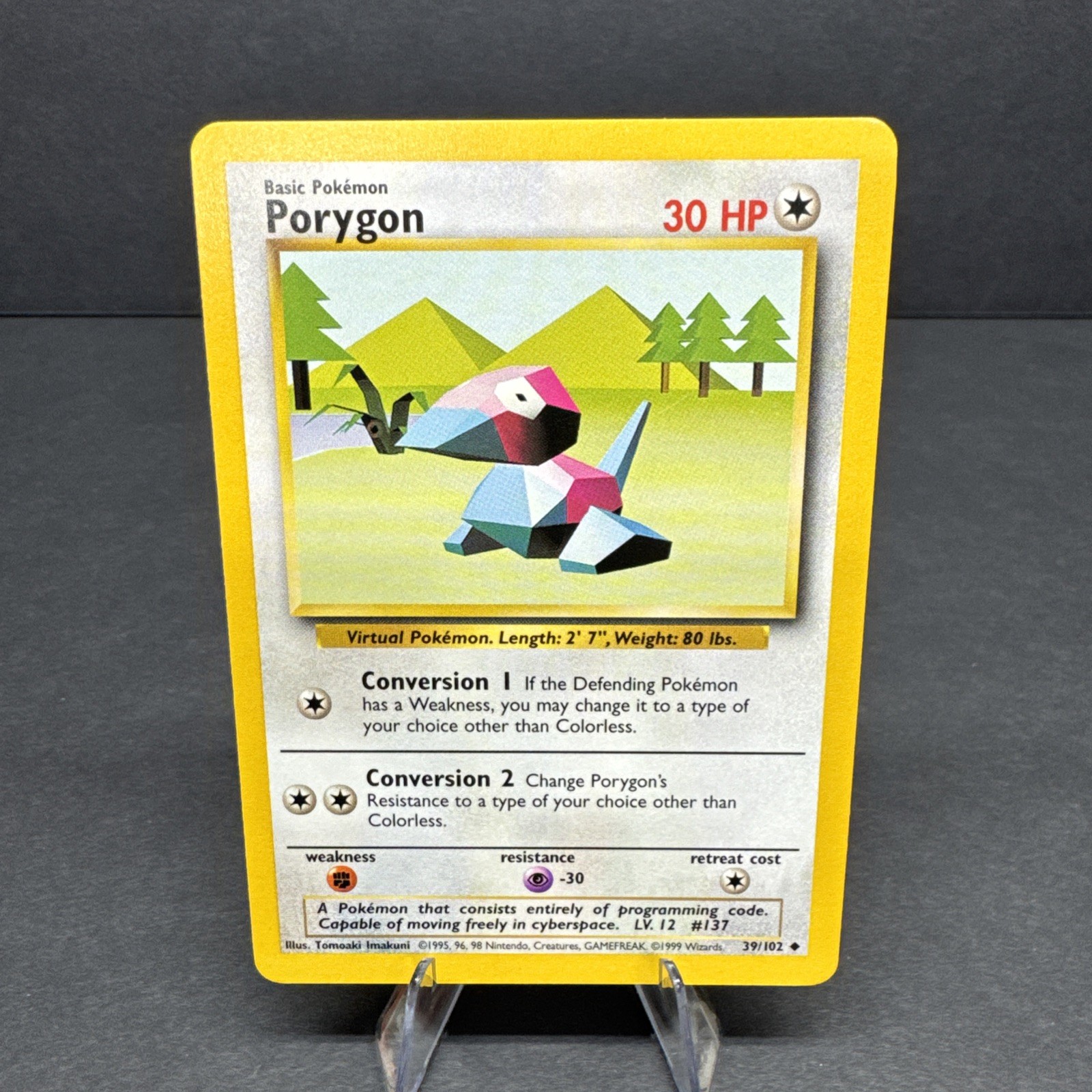 Pokémon TCG Base Set Porygon #39/102 Unlimited Uncommon Vintage 1999 NM