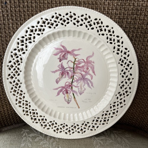 Leedsware Classic Creamware v&A Orchideen Edition durchbohrt dekorativ 9" Teller - Bild 1 von 7