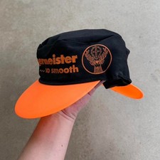 VINTAGE ORANGE BLACK JAGERMEISTER 2 SIDED PAINTERS CAP OSFA