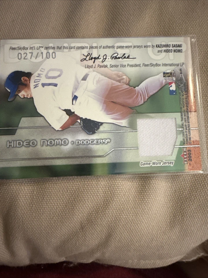 2003 Fleer Ultra Kazuhiro Sasaki / Hideo Nomo Double Up GU Jersey Patch /#27 - Image 3 of 3