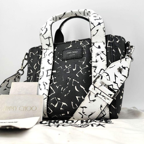 Jimmy Choo Eric Haze Poggy 2Way Tote Bag Graphic Small Women Used Authentic