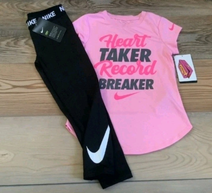 Nike Girls DRIFIT Tee & Leggings Outfit Size 6(NWT)