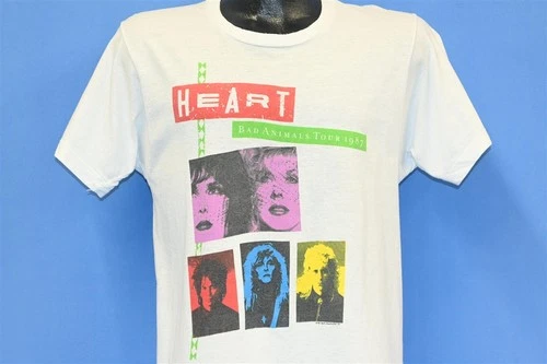 80s HEART BAND BAD ANIMALS WORLD TOUR WHITE ROC 1980s vintage concert t-shirt, vintage, size M, single stitch, B+ condition
