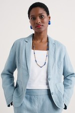 Seasalt Women's Regular Blinker Linen Blazer Blue Fog