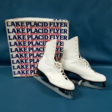 VTG Lake Placid Flyer Ice Skates White "Roller Derby" #691 Leather Women Size 10