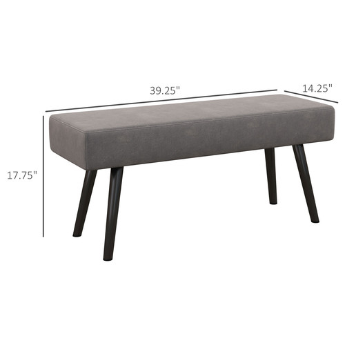HOMCOM 39" End of Bed Bench Upholstered Entryway Bench with Steel Leg Gray - Picture 3 of 11