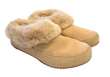 Sorel Go Coffee Run Faux Fur Tawny Buff Natural Suede Slippers Shoes Size 8