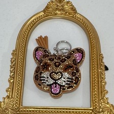 New Brown Crystal Leopard Keychain Bag Chain