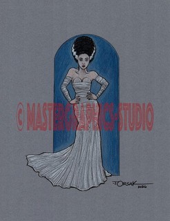 Sexy BRIDE OF FRANKENSTEIN color original fantasy pin up art by JOE ORSAK