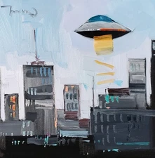 City Buildings Art Skyline PRINT Dark Gray Tones Home Decor by Jose Trujillo