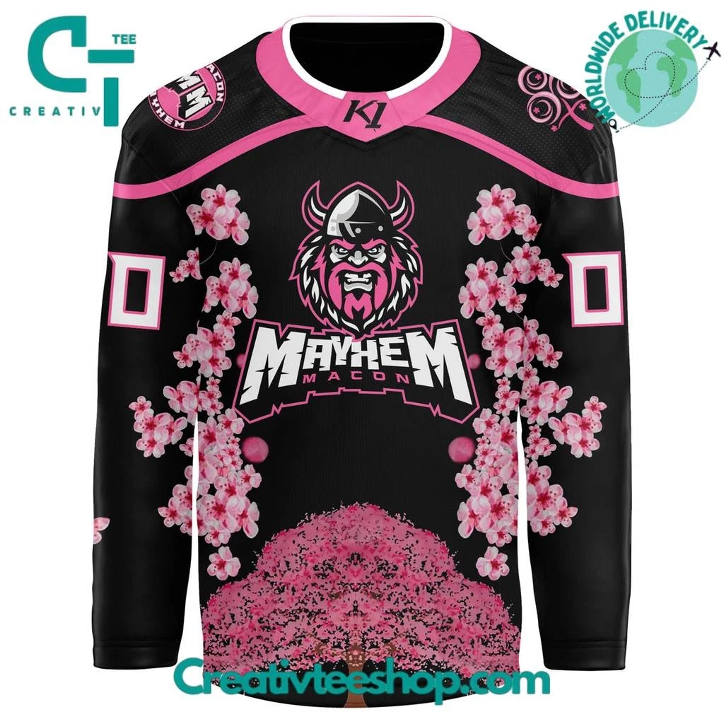 Macon Mayhem x Cherry Blossom Custom Hockey Jersey
