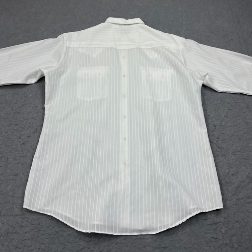 VTG DC Brand Shirt Men's 16-33 Large White Stripe Pearl Snap Sawtooth USA Made* - Picture 14 of 15