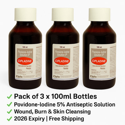 Cipladine 100ml x 3 Bottles | Antiseptic Povidone-Iodine Solution | 2026 Expiry