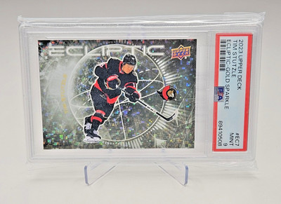 2023-24 Upper Deck Tim Stützle EC7 Ecliptic Gold Sparkle SSP 1:720 PSA 9 POP 1/1