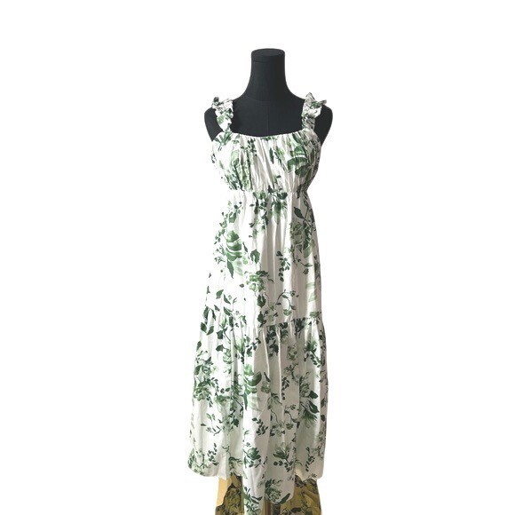 green emerald velvet dress Abercrombie And Fitch Green Floral Button Down Midi Dress