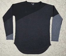 Smartwool Womens Shadow Pine Colorblock Wool Blend Sweater Small Black Gray 