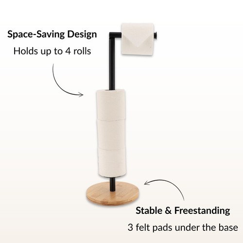 Freestanding Toilet Paper Holder Stand with Bamboo Base - Picture 12 of 17