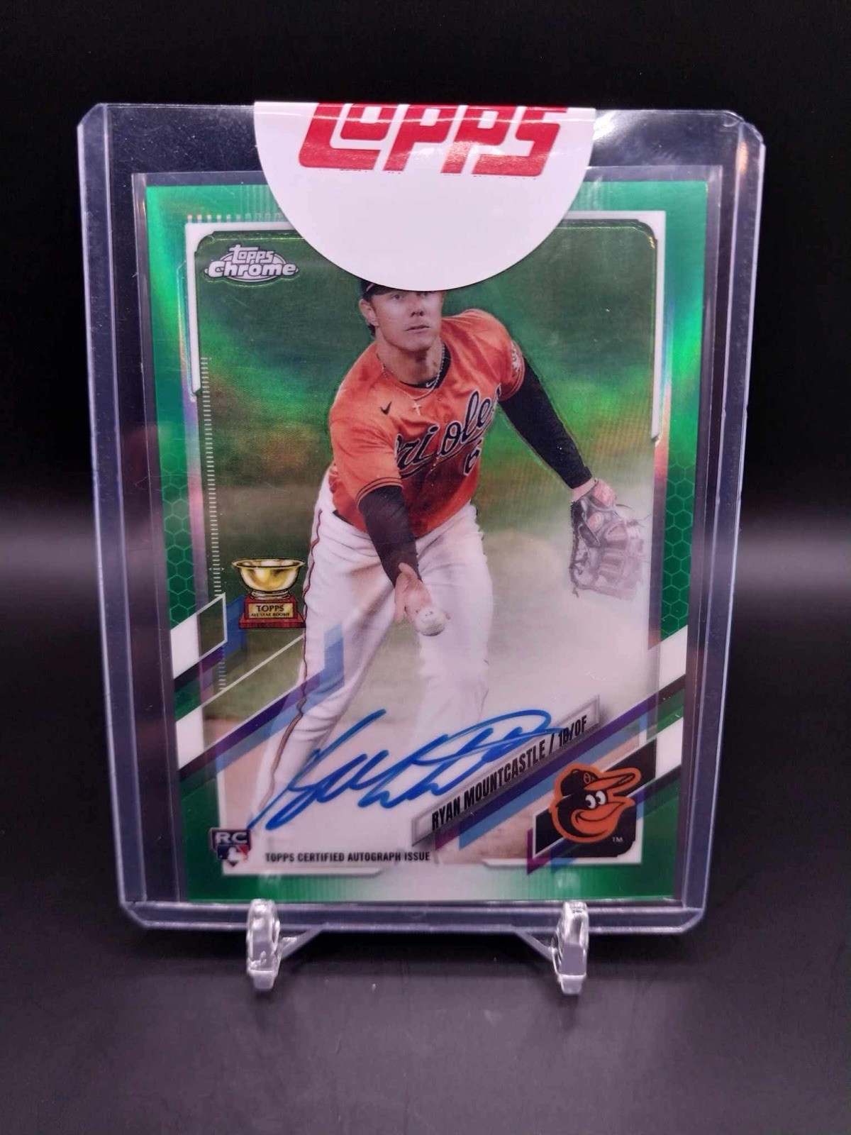 2021 Topps Chrome #RA-RM Ryan Mountcastle Green Rookie Auto /99 Orioles A35