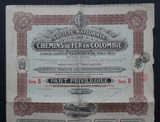 Colombia - Colombian National Railroad Co. - 1925 - pref.share serie B