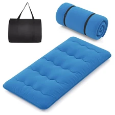 Twin Futon Mattress Japanese Floor Sleeping Pad Washable Cover Carry Bag Blue