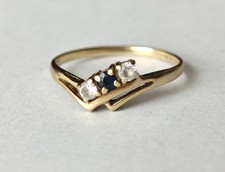 9ct Gold Ladies Ring Wedding Sapphire Gift Vintage Wishbone Band 9k 375