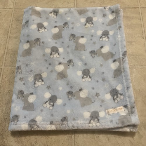 Blankets & Beyond Elephant Blue Gray Fleece Baby Blanket Jungle Throw Small Boy - Picture 2 of 4