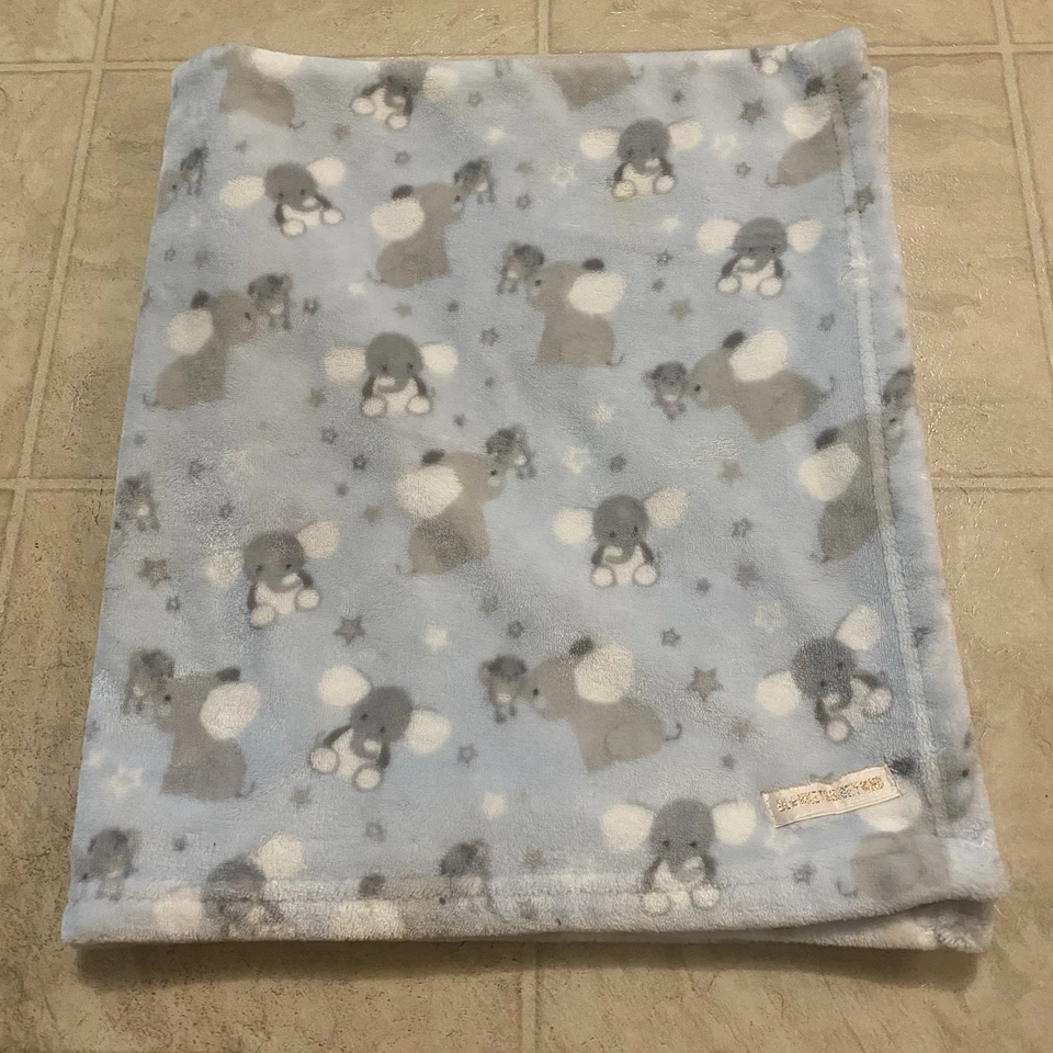 Cobertores e além de elefante azul cinza lã bebê cobertor selva lance menino pequeno - Imagem 2 de 4