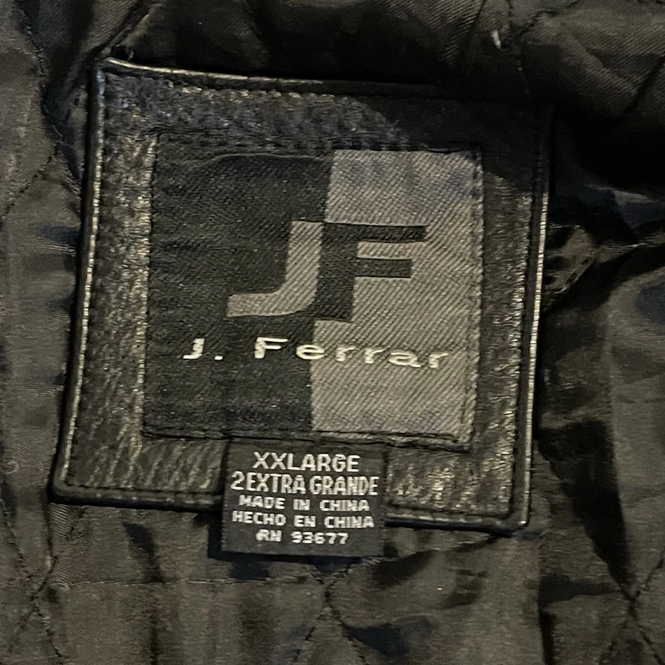 J Ferrar Blazer Men 2XL Black Genuine Leather Jacket Coat Quilted Button Preppy - Image 3 of 4