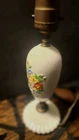 Vintage Porcelain/milkglass/ Brass Table Lamp W/raised Floral Pattern