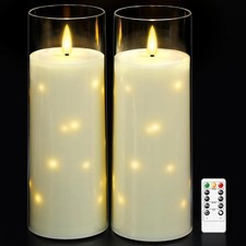 11" X 4" Large Outdoor Waterproof Flameless LED Candles with Remote and Timer,Ac